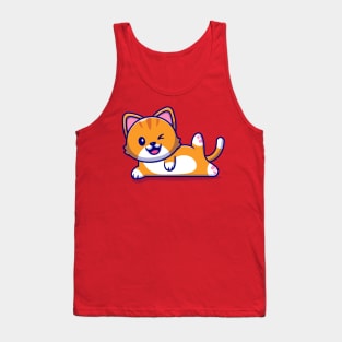 Cute Cat Yoga Pose Cartoon Tank Top